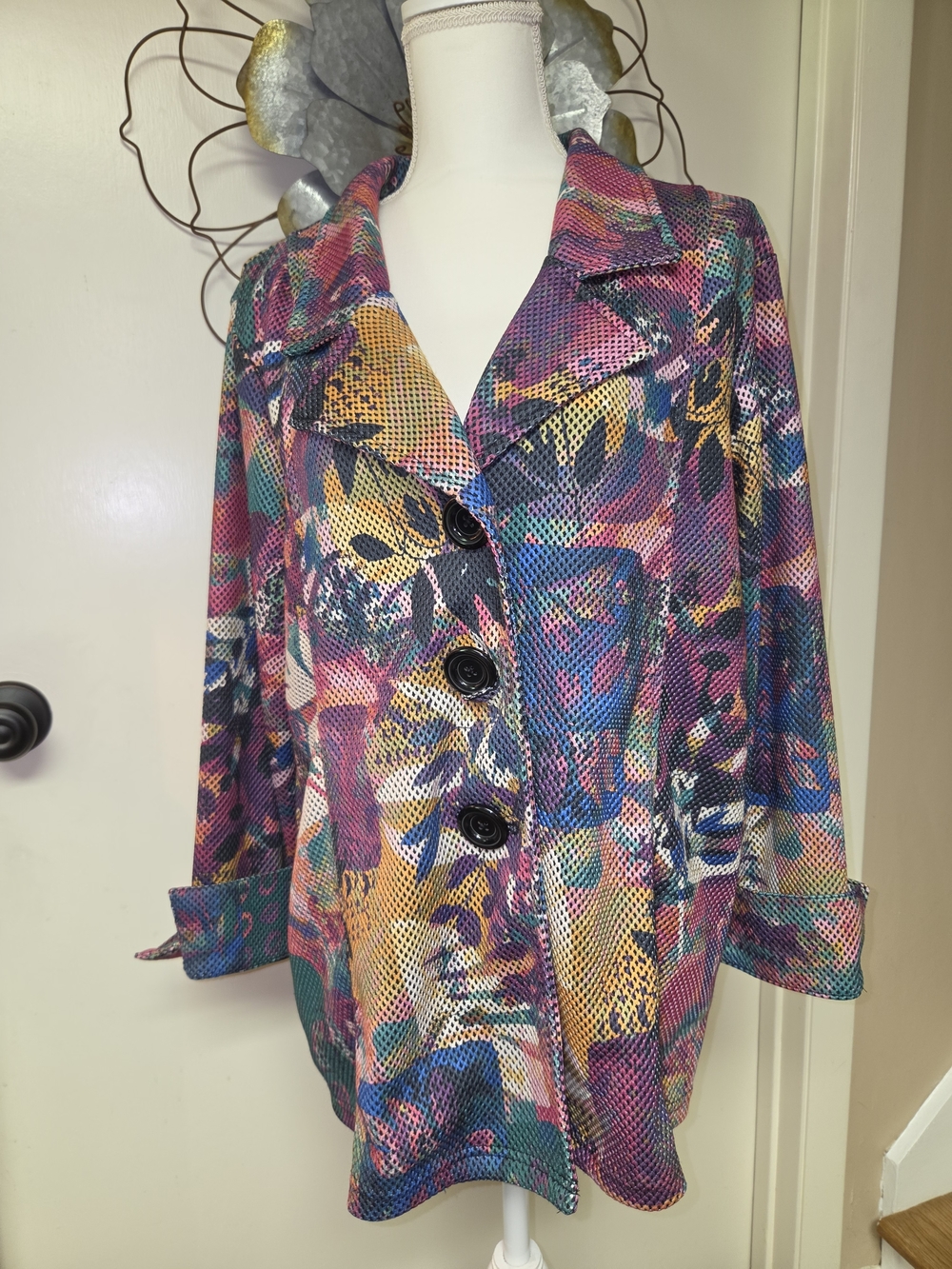 Multiples Multicolor Printed Blazer in Pink, Blue, Yellow